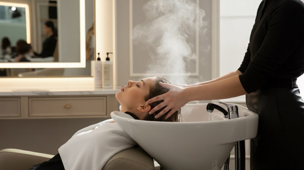 A Day of Self-Care at Rojanan Beauty (Azizi Riviera): Hair, Nails & Makeup 2 Hair wash and scalp massage at Rojanan Beauty in Azizi Riviera, Dubai for a relaxing self-care start